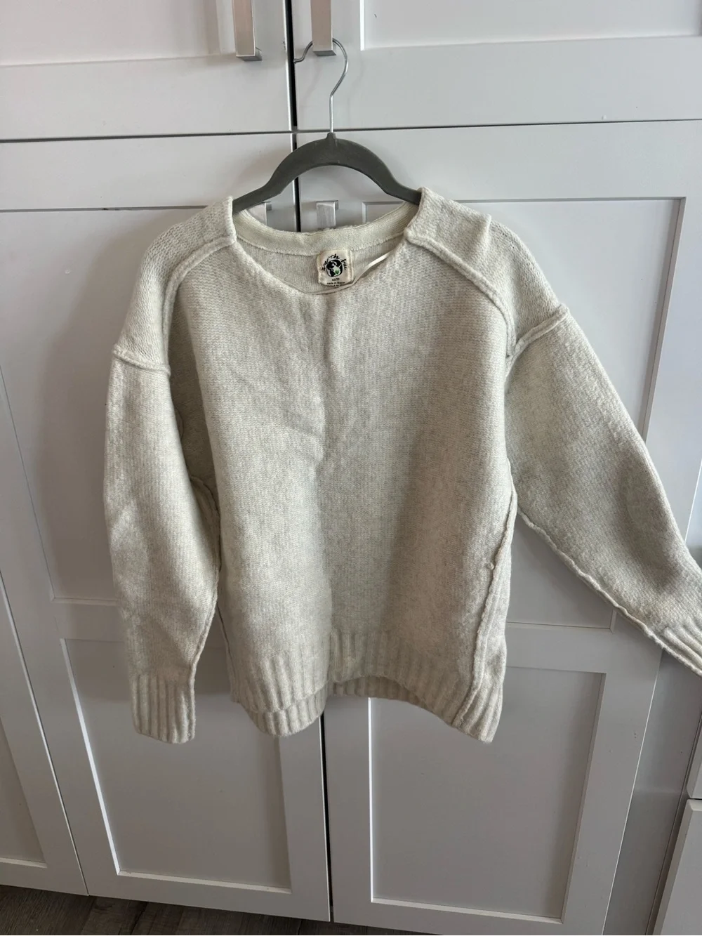 Free People Cream Knit Pullover Sweater